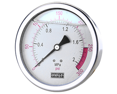 4寸充油耐震壓力表軸向YN100Z-2.0Mpa